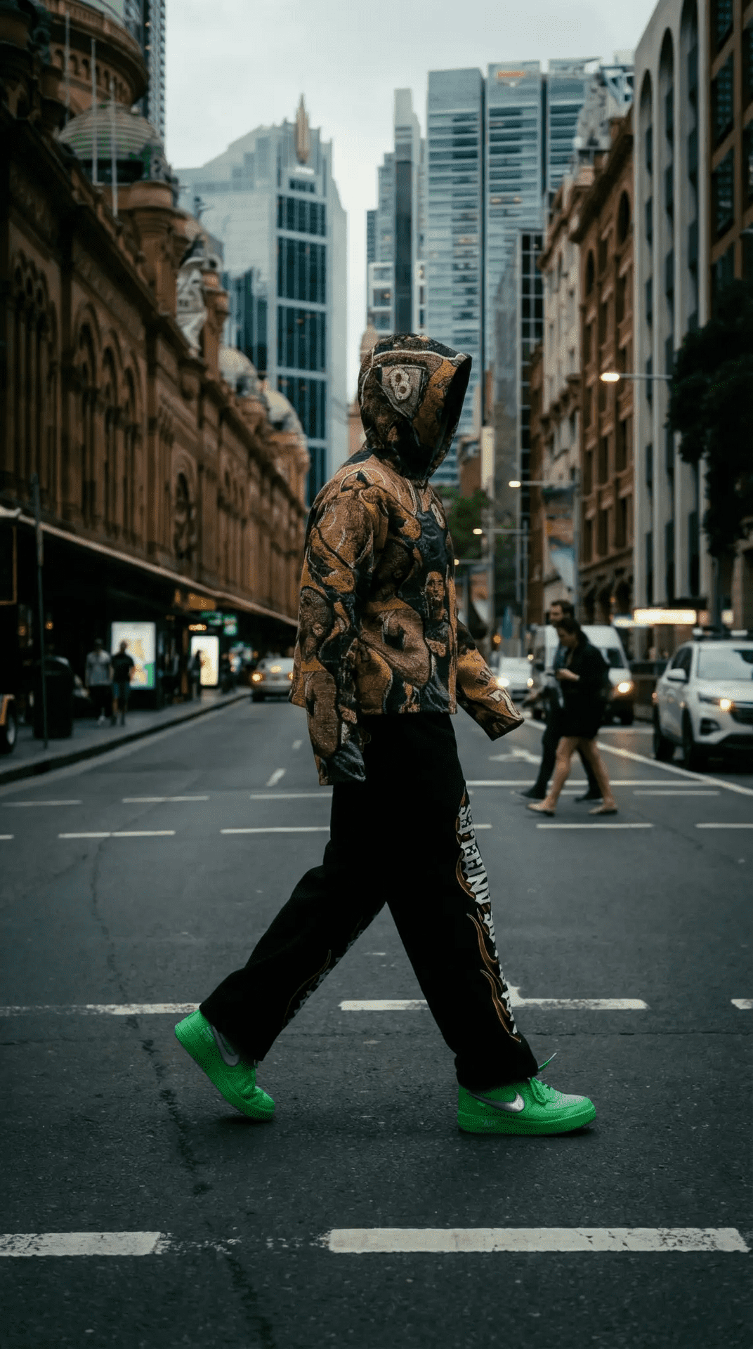 Volt LA urban fashion photography featuring crosswalk location with branded streetwear